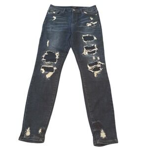 Judy Blue Los Angeles Distressed‎ Skinny Jeans Dark Wash Ripped Denim 11/30